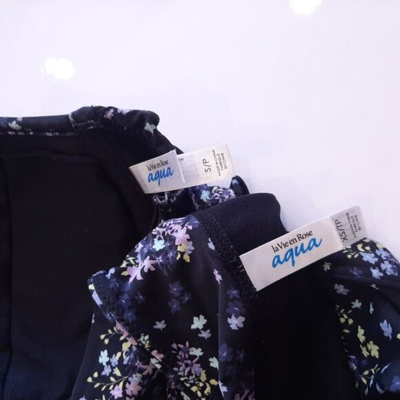 LA VIE EN ROSE Ditsy Splash 2pc Bikini Swimsuit Ruffled Underwire Halter Lace Up - Picture 16 of 16